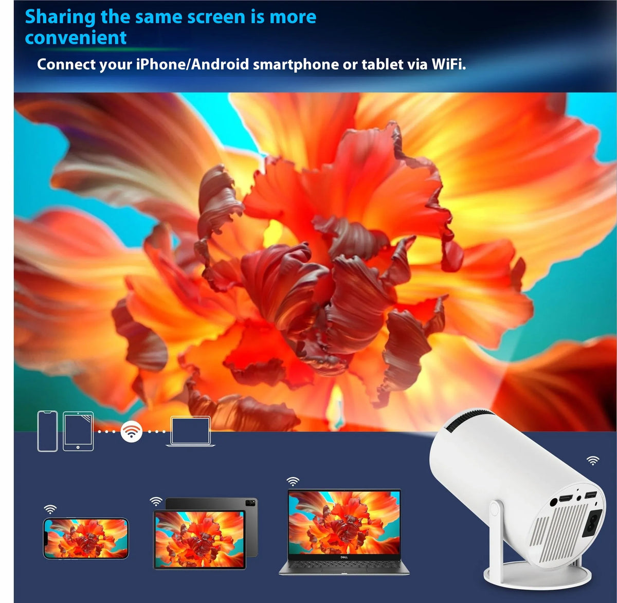 HY300 Pro Projector Home Theater Entertainment Portable Small Projector